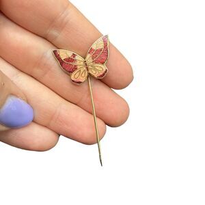 Vintage Jewelry Enamel  Butterfly Stick Pin